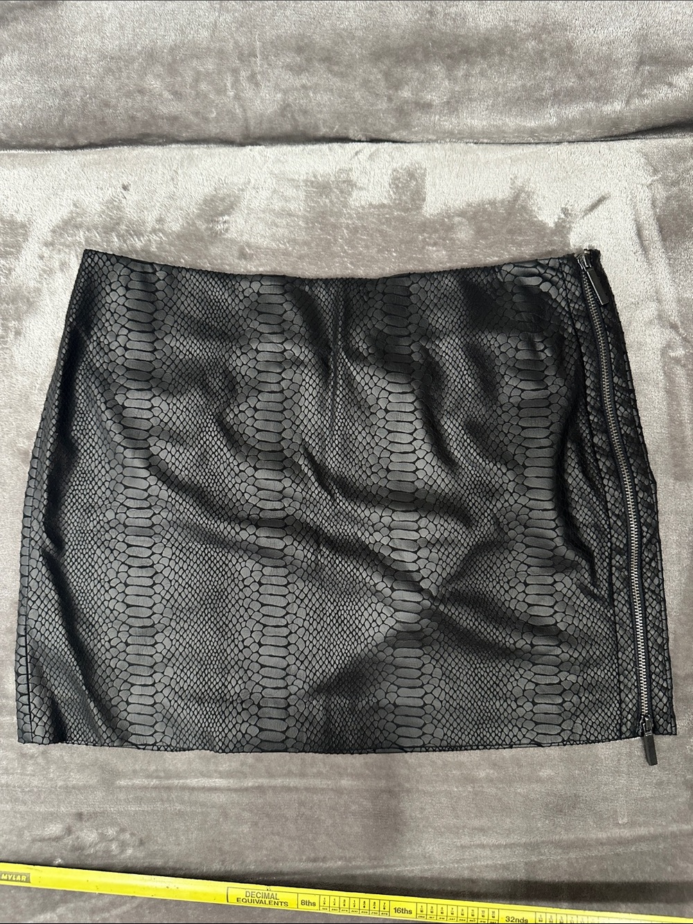 Armani Exchange Black Snake-Embossed Faux Leather Mini Skirt
